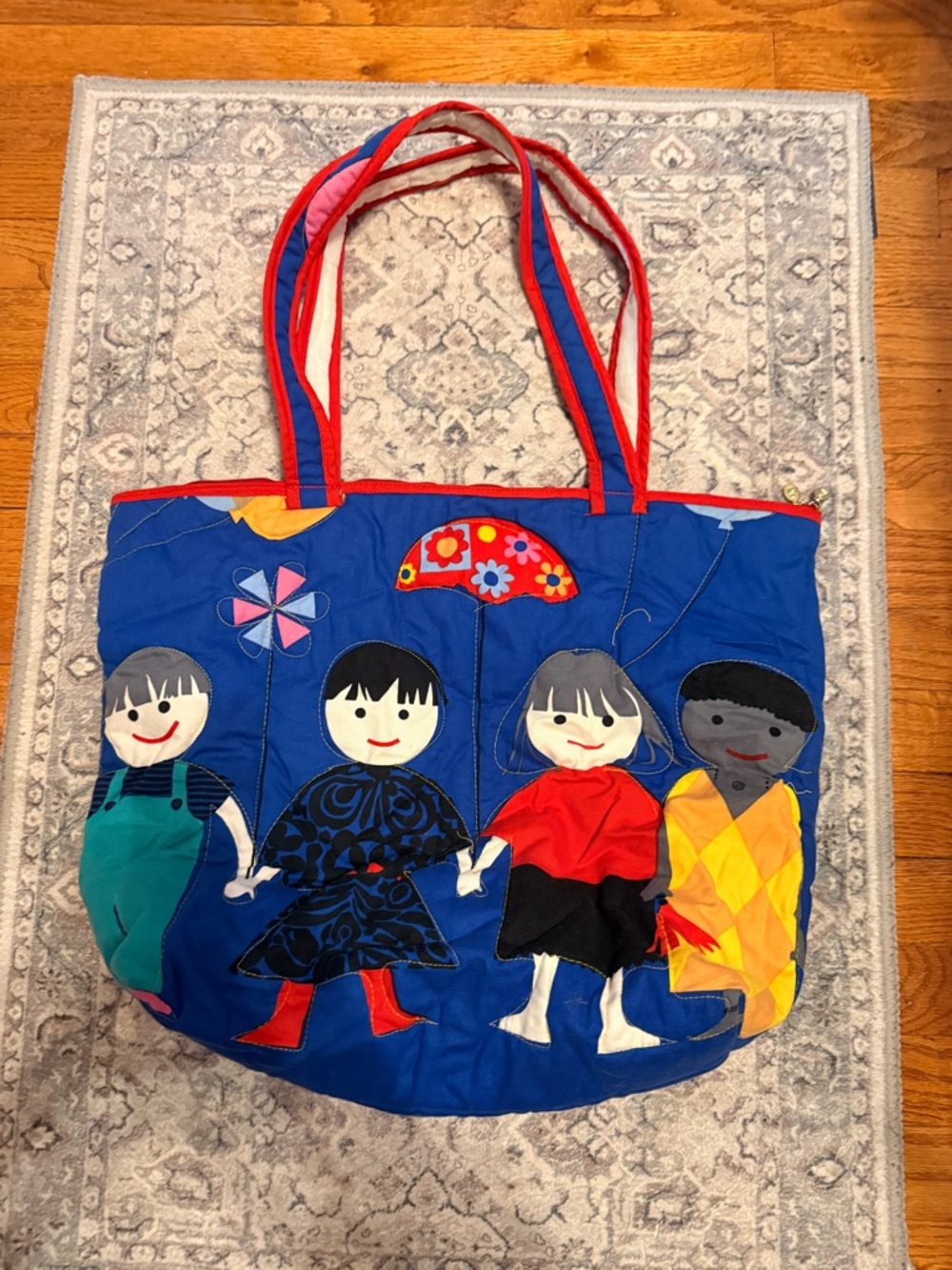 Vintage Doll Tote Bag in Bright Blue